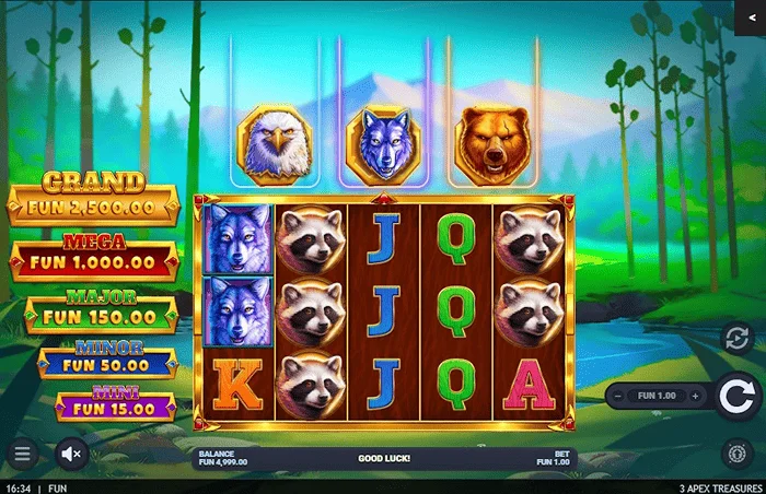 3 Apex Treasures - 5×3 রিল সহ মূল গেমের স্ক্রিন